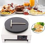 110V Commercial 16-Inch Electric Crepe Maker with A Drawer Type Warmer,Nonstick Crepe Pan Single Hotplate with Adjustable Temperature Control for Roti, Tortilla, Eggs, BBQ,(Electric/with Plug)