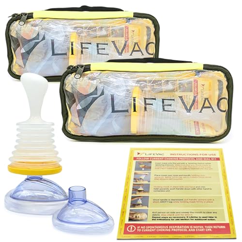 LifeVac Yellow Travel Kit 2 Pack - Portable Suction Rescue Device, First Aid Kit for Kids and Adults, Portable Airway Suction Device for Children and Adults