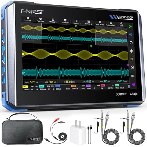FNIRSI DPOS350P 4-in-1 Tablet Oscilloscope 350MHz, Spectrum Analyzer 200KHz - 350MHz, Frequency Response Analyzer DDS Generator, 2CH Handheld Oscilloscope 1 GSa/s, 7" Touch Screen Digital Phosphor