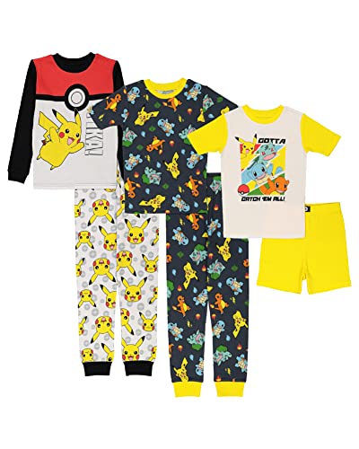 Pokemon Boys 6-piece Snug-fit Cotton Pajama Set, Poke Treasure, 4T