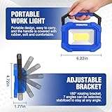 WORKPRO LED Work Light, Rechargeable Magnetic Work Lights with Stand, Portable, Waterproof, 2000LM COB Flood Light for Camping, Fishing, Car Repair, Job Site Lighting, Hiking, 4 Modes, 2 Pack