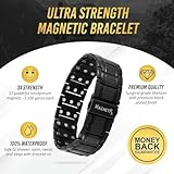 MagnetRX 3x Strength Magnetic Bracelets for Men – Effective Titanium Mens Magnetic Bracelet – Premium Fold–over Clasp & Adjustable Length with Sizing Tool & Gift Box (Black)