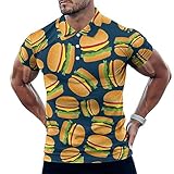 MAZHALAI Fast Food Hamburgers Polo Shirts for Men Quick-Dry Mens Golf Shirts Short Sleeve Casual 3D Print Athletic Tennis Golf Polos T-Shirt