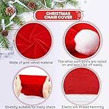 SATXTREM Christmas Chair Covers Set of 4,Red and White Santa Claus Hat Chair Back Covers for Xmas Holiday Festival Indoor Kitchen Bar Counter Stools Decorations Dining Room Table Decor