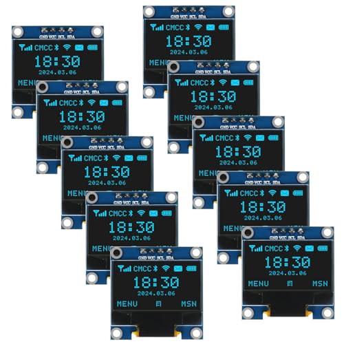 AITRIP 10 Pieces 0.96 Inch OLED I2C IIC Display Module 12864 128x64 Pixel SSD1306 Mini Self-Luminous OLED Screen Board Compatible with Arduino Raspberry Pi-Blue