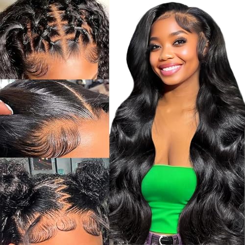 Wolfay 30 Inch 13x6 HD Lace Front Wigs Human Hair Body Wave | Frontal Wigs Transparent Glueless Pre Plucked 12A 100% Unprocessed Brazilian Virgin Human Hair Wig for Women Daily Party Natural Black