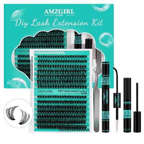 Lash Clusters Kit 280Pcs,60D 80D Eyelash Extension Kit,Lash Bond and Seal Waterproof,Lash Remover for Individual Cluster Lashes Kit,Lash Applicator Tool for DIY Lash Extension Kit(D-Mix9-16mm Kit)