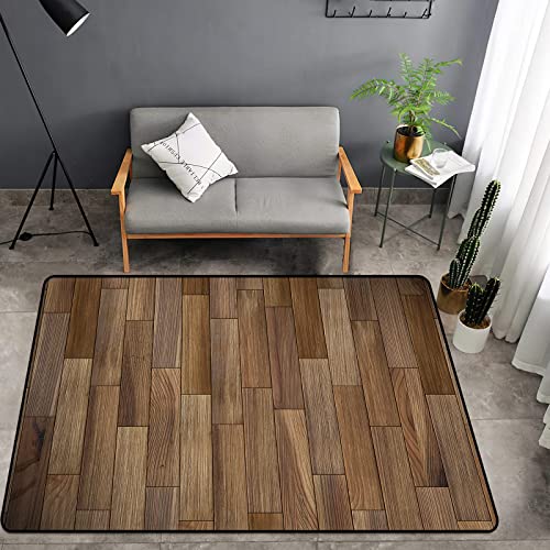 Washable Area Sponge Rug Pad for Kids Girls Bedroom Living Room Old Wood Texture, Retro Fashion Wooden Plank Wall Decor Non-Slip Carpet Super Soft Extra Thick Bathroom Home Indoor Small Floor Rugs