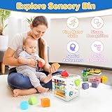 6-in-1 Baby Toys 6 to 12 Months, Montessori Toys for Babies 6-12-18 Months, Infant Teething Toys Stacking Blocks Rings Sensory Bin, Sorting Sensory Educational Learning Toys for Toddlers 1-3