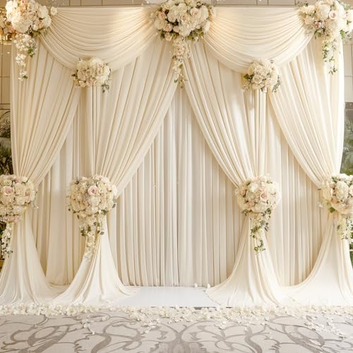 20ft x 15ft Champagne Wrinkle Free Backdrop Curtains for Wedding Party Backdrops Curtain Drapes Fabric Decorations Photo Back Drop Cloth for Baby Shower Photography Stage Reception