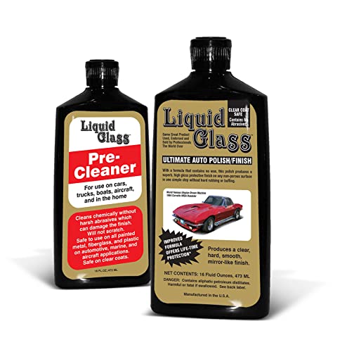 Liquid Glass Polish/Finish & Liquid Glass Pre-Cleaner, 16 Ounce Bottles - Pre-Clean, Then Seal and Protect Your Vehicle’s Finish with Liquid Glass Ultimate Auto Polish/Finish.