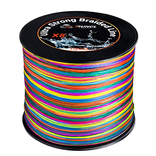 RUNCL Braided Fishing Line, 8 Strand Abrasion Resistant Fishing Line Braid, Super Durable, Smooth Casting, Zero Stretch, Smaller Diameter, Hi Vis, 328-1093 Yards, 12-100LB(70LB,1093yds)