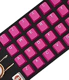 TAI-HAO 42 Rubber Gaming Keycaps Compatible with All MX Types Keyboards - Neon Pink