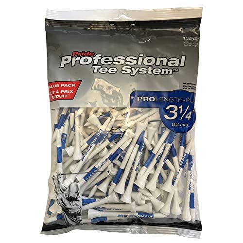 Pride PTS Wood Golf Tees - 135 Count, 3-1/4 Inch - 1 Brand on Tour - Best for Drivers & Woods - Improve Distance and Accuracy
