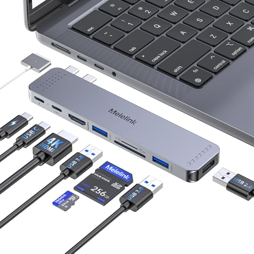 USB C Hub Adapter for MacBook Pro/Air M4 M3 M2 M1 2025-2018 13" 14" 15" 16", Mac Multiport Adapter, 8 in 2 MacBook Accessories Dongle with HDMI 4K, Thunderbolt 3, USB C&A Data Ports, SD TF Card Reader