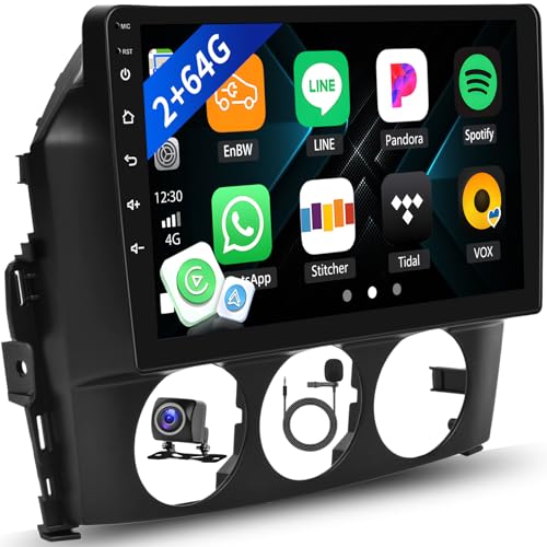 [2+64G] Android 13 Car Stereo for Mazda MX-5 Miata 2006-2015 with Wireless Carplay&Android Auto,9 Inch Touch Screen Car Radio with Bluetooth FM/RDS Radio HiFi WiFi GPS+Backup Camera