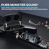 Monster Clarity 101Plus AirLinks Wireless Earbuds, Bluetooth 5.0 in-Ear Headphones with Charging Case, Stereo Earphones Deep Bass Sound, Built-in Mic, Clear Call, Water Resistant Design for Sports.