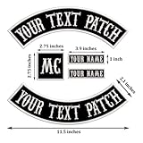 AI-Neel Set of 5 PCS Custom Rocker Patches Personalized Funny Punk Motorcycle Biker Patch Large Back Patch for Vest Jacket Hat Jeans, Black Iron On Name Patch