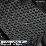 TLAPS 7422442362318 Compatible with 2001-2006 Chevy Silverado GMC Sierra / 2007 Classic Crew Cab Black Rubber All Weather Honeycomb Hex Floor Mats 3 Pieces