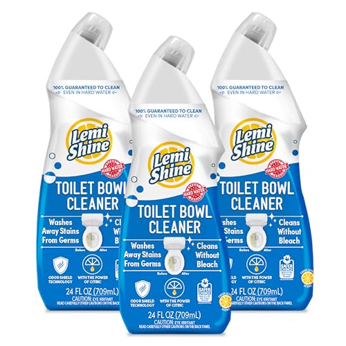 Lemi Shine Toilet Bowl Cleaner, Bleach-Free, Removes Tough Stains and Odor, Award-Winning (24 oz., 3 pack)