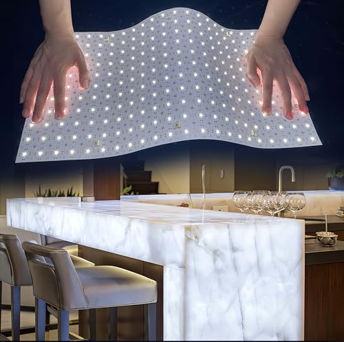 VALIKIY 4-Pack LED Backlight Sheet 24V 36W 6000K White, 19.3X9.6 inches Each Unit, Dimmable Flexible LED Panel Sheet for Backlit Translucent Stone/Marble/Onyx/Quartz Countertops Walls
