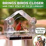 Window Bird Feeder by Nature Anywhere - Transparent Acrylic Bird Feeders for Outdoors - Enhanced Suction Grip, Bird Watching for Cats, Easy-to-Clean, Outdoor Birdhouse Feeder