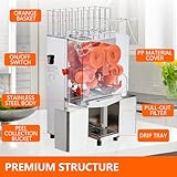 Commercial Juicer Machine, 110V 120W Orange Squeezer for 22-30 per Minute, Electric Orange Juice Machine with Pull-Out Filter Box SUS 304 Tank PP Cover and 2 Collecting Buckets