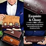 Watch Travel Case for Men Watch Roll for Travel Organizer and Display Watch Case - Swiss Espresso Vegan Leather Watch Case