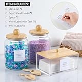 Glass Jars and Dryer Sheet Holder with Bamboo Lids, Dispenser Set and Labels, Containers for Laundry Room Organization and Storage, Half Gallon Airtight jars, Acrylic Storage Box for Laundry supplies