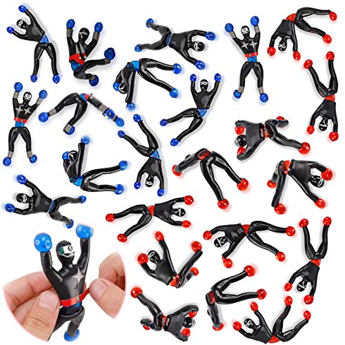 Liberty Imports Sticky Wall Climbing Ninjas with DIY Costume Stickers, Stretchy Climbers Window Crawlers, Party Favor Tricky Novelty Toys Climbing Rolling Men for Kids (Pack of 24)