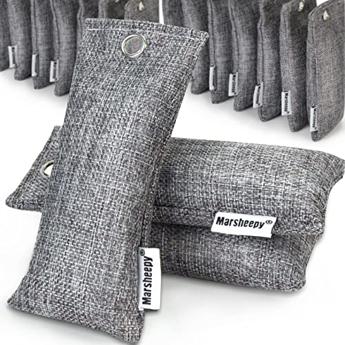 Marsheepy 24 Pack Charcoal Shoe Deodorizer Bags, Bamboo Charcoal Air Purifying bags, Odor Absorber, Odor Eliminator for shoes, Home, Closet, Pet（24X50g）