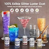 Edible Glitter for Cocktails, 10 Colors Luster Dust Edible, Food Grade Shimmer Dust, Edible Glitter Powder for Drinks, Baking, Strawberries, Cupcakes, Cookies Decoration, 5g/bottle