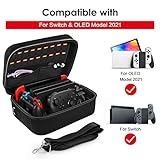 ivoler Carrying Storage Case for Nintendo Switch/For Switch OLED Model (2021),Portable Travel All Protective Hard Messenger Bag Soft Lining 18Games for Switch Console Pro Controller Accessories Black