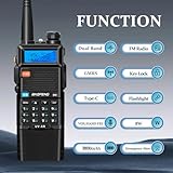 BAOFENG UV-5R Ham Radio Handheld: 8W Ham Radios Long Range UV5R Radio 3800mAh Rechargeable Walkie Talkies Two Way Radio with Programming Cable,Tactical Antenna and Earpiece for Survival Gear, 2 Pack