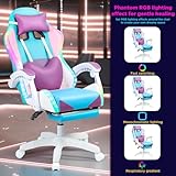 2025 New Gaming Chair, RGB LED Video Game Chairs High Back Reclining Ergonomic Computer Chair with Footrest & Massage Lumbar Height Adjustable Gaming Chairs for Adult Student Gamer Streamer Youtuber