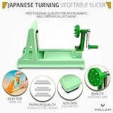 Vollum Japanese Turning Vegetable Spiralizer, Veggie Spiralizer For Fresh Zucchini, Squash, Butternut Squash with 1 Straight-Edged Blade and 3 Serrated Blades Multiple