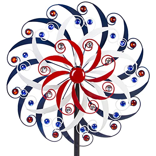 DREAMYSOUL Large Wind Spinners 20" Dia, Metal Patriotic Wind Sculpture Spinner Yard Art for Outdoor Garden Patio Decor