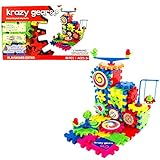 Krazy Gears Gear Building Toy Set - Interlocking Learning Blocks - Motorized Spinning Gears - 81 Piece Playground Edition