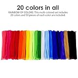 KASEMI Pipe Cleaners,1000 pcs and 20 Assorted Colors 12 inch Chenille Stems for DIY Art Creative Crafts Decorations