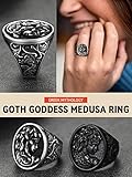 FaithHeart Statement Stainless Steel Vintage Medusa Serpent Totem Amulet Rings for Men Women Large Size