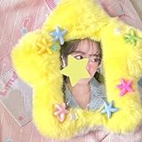 2 Pcs Star Photocard Holder Cute Plush Keychain Pendant 3 Inch Photo Card Holder Student Card Bag ID Card Case Photo Protective Sleeves ID Badge Holder (Blue and Yellow)