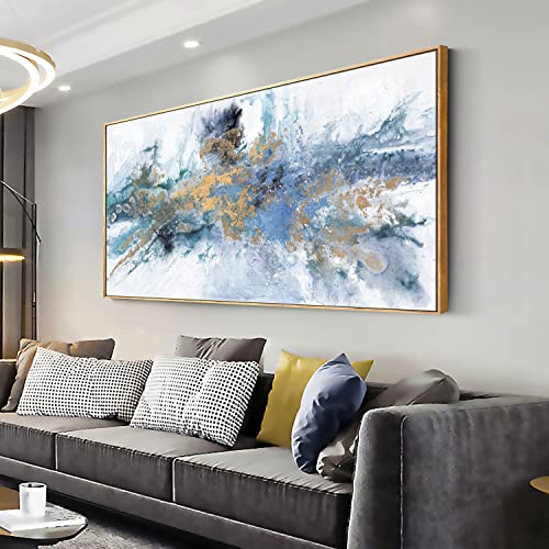 Abstract Wall Art For Living Room Large Size Framed Navy Blue Canvas Wall Art Abstract Wall Decor Abstract Art Paintings Fantasy Colorful on White Background Modern Artwork Decor for Bedroom Bathroom