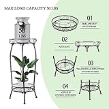 Kavlium Plant Stand Indoor Outdoor，Tall Black Metal Rustproof Stable Plant Stands，2 Tier 27.1 inch Multiple Plant Rack Holder Rack Flower Pot Stand Heavy Duty Plant Shelf