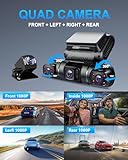 PRUVEEO 360 Degree View 4 Channel Dash Cam Front and Rear Inside Left Right, Dash Camera for Cars, Built-in GPS WiFi Night Vision, 24/7 Recording Parking Mode Monitor, Free 128G Card