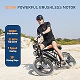 Movcan V60 Pro Electric Bike, 48V 18.2Ah Removable Battery 20” Fat Tire Electric Bike, 1500W Motor 33MPH Top Speed Electric Motorcycle, 7 Speed Dual Hydraulic Brake Ebikes for Adults Electric, Brown