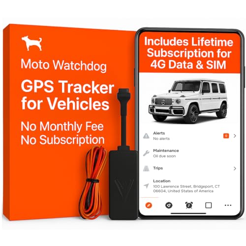 Wired GPS Tracker for Vehicles, No Monthly Fee, No Subscription, 4G SIM and Data Included, Business Fleets, Quick Install, Speeding Alerts, Mileage Tracking, Trip History, USA Developed, Moto Watchdog