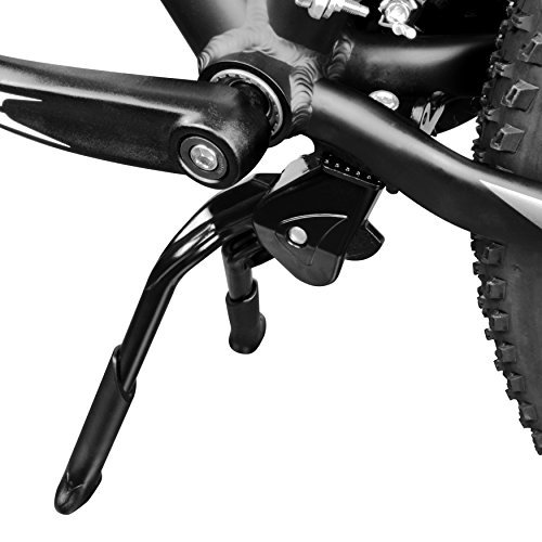 BV Bike Kickstand, Ebike Heavy Duty, Center Mount Bicycle Stand - Length Adjustable, Foldable Double Leg for 24"-28" Bikes