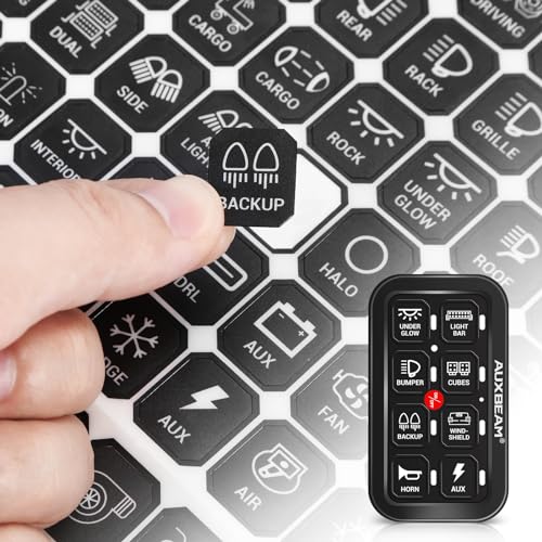 Auxbeam 120PCS Switch Panel Sticker - Vertical Labels for 6/8 Gang Switch Control, Marine, Boat, Truck, Camper Dashboard