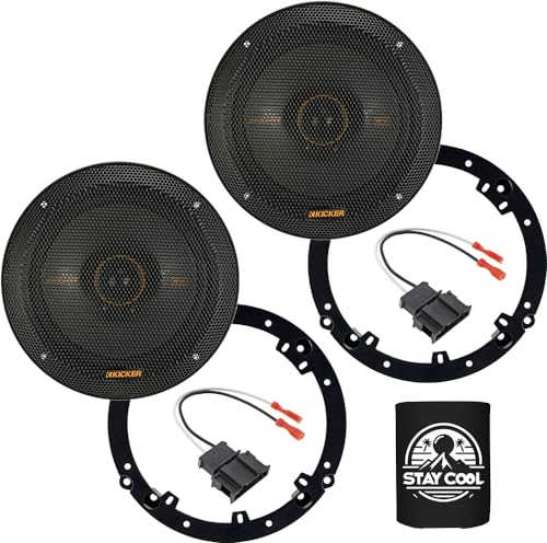 KICKER Speakers 6.5 inch for Volkswagen Passat 1998-2015 Upgrade Kit - Pair of KS Series with Adapters and Harness, Coaxial 6 1/2 Car Audio Front Door Speaker for VW KSC650, 51KSC6504