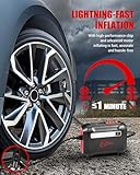 ROCGORLD R8 Tire Inflator Portable Air Compressor, DC 12V Air Compressor Portable with Large Dual Digital Screen, 3X Faster Inflation Air Pump for Car, Bike, Ball, Motor